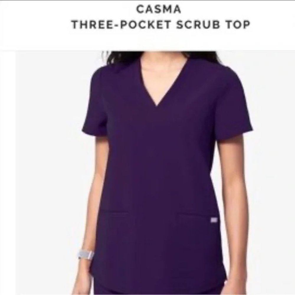 Figs Medium Deep Purple Casma ThreePocket Scrub T… Gem